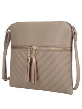 MKF Collection by MIA K Winnie Quilted Vegan Leather Crossbody Bag Zipper Tassel